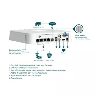 TP-LINK Záznamové zařízení VIGI NVR1104H-4P 4 kanálů, 4x Lan s PoE, 2x USB TP-LINK Záznamové zařízení VIGI NVR1104H-4P 4 kanálů, 4x Lan s PoE, 2x USB