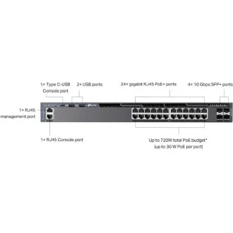TP-Link SG6428XHP Omada 24 portový gigabitový RJ45 stackable L3 PoE+ switch, 720 W total PoE budget TP-Link SG6428XHP Omada 24 portový gigabitový RJ45 stackable L3 PoE+ switch, 720 W total PoE budget