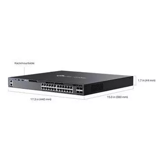 TP-Link SG6428X Omada 24 portový gigabitový RJ45 stackable L3 switch, 4×10 Gbps SFP+ sloty TP-Link SG6428X Omada 24 portový gigabitový RJ45 stackable L3 switch, 4×10 Gbps SFP+ sloty