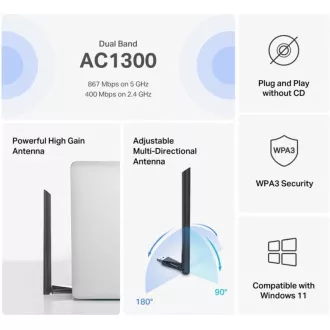 MERCUSYS MA30H - AC1300 Bezdrátový dvoupásmový USB adaptér - anténa, s vysokým ziskem MERCUSYS MA30H - AC1300 Bezdrátový dvoupásmový USB adaptér - anténa, s vysokým ziskem