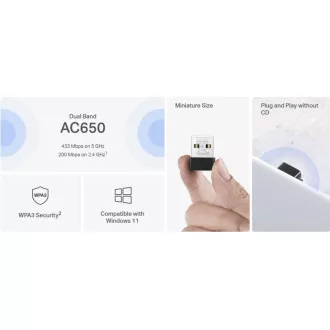 MERCUSYS MA20N - AC650 Bezdrátový dvoupásmový USB nano adaptér MERCUSYS MA20N - AC650 Bezdrátový dvoupásmový USB nano adaptér