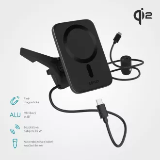 Epico Qi2 Mag+ ultra tenká autonabíječka - černá Epico Qi2 Mag+ ultra tenká autonabíječka - černá
