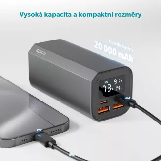 Epico Alu Power Banka PD 100W - 20 000mAh - šedá
