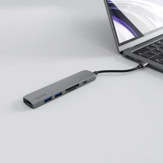 Epico 6v1 hliníkový USB-C 8K hub - šedá