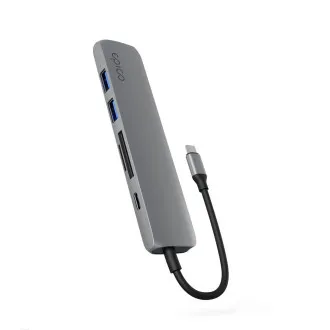 Epico 6v1 hliníkový USB-C 8K hub - šedá