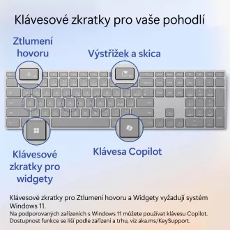 Microsoft Surface Keyboard (2. edice)/Bezdrátová Bluetooth/CZ-SK layout/Šedá Microsoft Surface Keyboard (2. edice)/Bezdrátová Bluetooth/CZ-SK layout/Šedá
