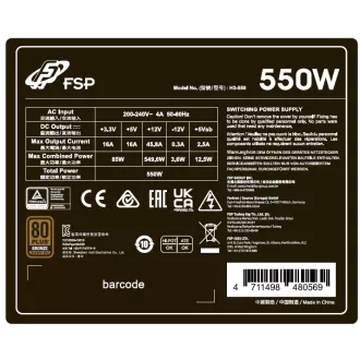 FSP HYPER 80+ PRO/550W/ATX 3.0/80PLUS Bronze 230V/Bulk FSP HYPER 80+ PRO/550W/ATX 3.0/80PLUS Bronze 230V/Bulk