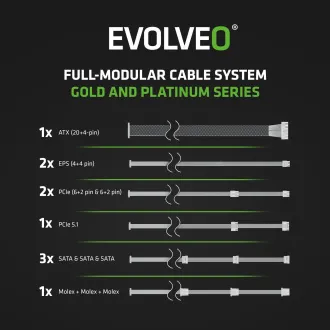 EVOLVEO G1000/1000W/ATX 3.0/80PLUS Gold/Modular