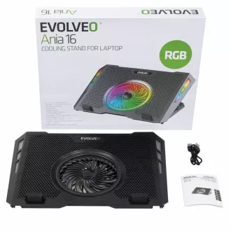 EVOLVEO Ania 16, chladicí podložka pod notebook, 5x ventilátor, RGB podsvícení EVOLVEO Ania 16, chladicí podložka pod notebook, 5x ventilátor, RGB podsvícení