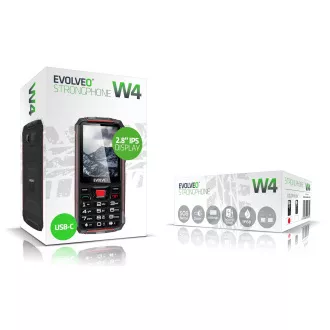 EVOLVEO StrongPhone W4, IP68 odolný Dual SIM telefon, 2,8"LCD, 2500mAh, Powerbanka, černo-červený EVOLVEO StrongPhone W4, IP68 odolný Dual SIM telefon, 2,8"LCD, 2500mAh, Powerbanka, černo-červený