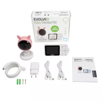 EVOLVEO Baby Monitor N3, dětská videochůvička, růžová EVOLVEO Baby Monitor N3, dětská videochůvička, růžová