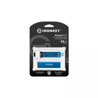Kingston IronKey Keypad 200/32GB/USB 3.2/USB-A/Modrá