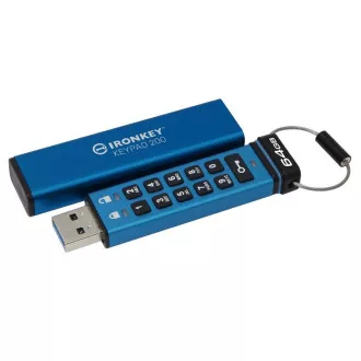Kingston IronKey Keypad 200/64GB/USB 3.2/USB-A/Modrá Kingston IronKey Keypad 200/64GB/USB 3.2/USB-A/Modrá