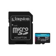 Kingston Canvas Go Plus A2/Micro SDXC/64GB/UHS-I U3 / Class 10/+ Adaptér