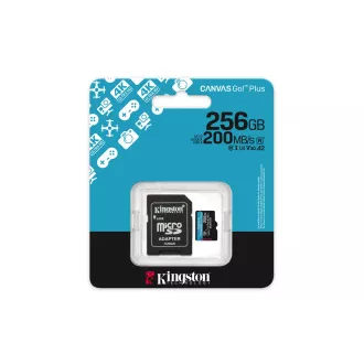 Kingston Canvas Go Plus A2/Micro SDXC/256GB/UHS-I U3 / Class 10/+ Adaptér Kingston Canvas Go Plus A2/Micro SDXC/256GB/UHS-I U3 / Class 10/+ Adaptér