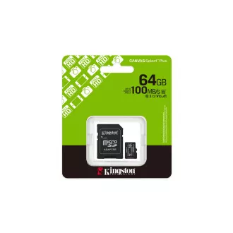 Kingston Canvas Select Plus/Micro SDXC/64GB/UHS-I U1 / Class 10/+ Adaptér