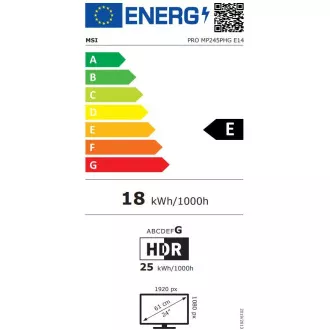 MSI Pro/MP245PHG E14/23,8"/IPS/FHD/144Hz/1ms/Černá/3R MSI Pro/MP245PHG E14/23,8"/IPS/FHD/144Hz/1ms/Černá/3R