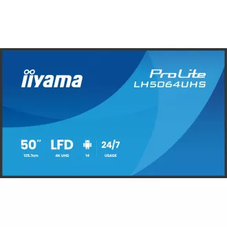50" iiyama LH5064UHS-B1AG:VA,4K UHD,Android, 24/7 50" iiyama LH5064UHS-B1AG:VA,4K UHD,Android, 24/7