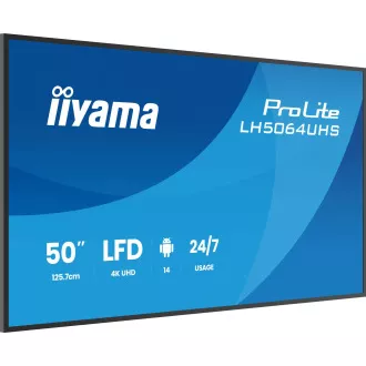 50" iiyama LH5064UHS-B1AG:VA,4K UHD,Android, 24/7 50" iiyama LH5064UHS-B1AG:VA,4K UHD,Android, 24/7
