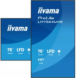 75" iiyama LH7564UHS-B1AG:VA, 4K UHD,Android,24/7 75" iiyama LH7564UHS-B1AG:VA, 4K UHD,Android,24/7