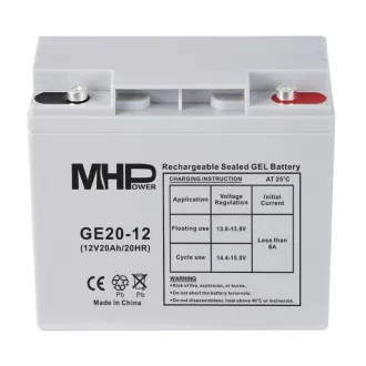 MHPower GE20-12 Gelový akumulátor 12V/20Ah, Terminál T1 - M5, Deep Cycle MHPower GE20-12 Gelový akumulátor 12V/20Ah, Terminál T1 - M5, Deep Cycle