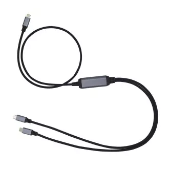 Kabel C-TECH USB Type-C PD 100W power splitter, 0,7m + 2x0,5m, černý