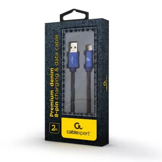 Gembird oplétaný denim USB-A/Lightning kabel 2m Gembird oplétaný denim USB-A/Lightning kabel 2m