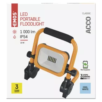 EMOS PŘENOSNÝ NABÍJECÍ LED REFLEKTOR ACCO 10W, 1000LM, IP54 EMOS PŘENOSNÝ NABÍJECÍ LED REFLEKTOR ACCO 10W, 1000LM, IP54