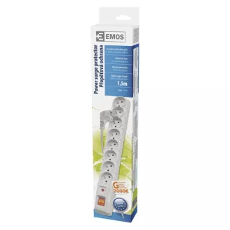 EMOS Přepěťová ochrana 8z,1,5m (šedá)