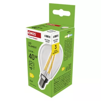 EMOS LED FLM MINI GL 3,4W(40W) 470lm E14 NW EMOS LED FLM MINI GL 3,4W(40W) 470lm E14 NW