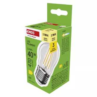 EMOS LED FLM MINI GL 3,4W(40W) 470lm E27 WW EMOS LED FLM MINI GL 3,4W(40W) 470lm E27 WW
