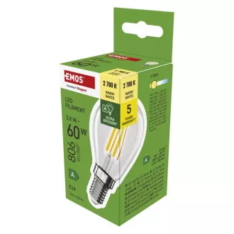 EMOS LED FLM MINI GL 3,8W(60W) 806lm E14 WW A CLAS EMOS LED FLM MINI GL 3,8W(60W) 806lm E14 WW A CLAS