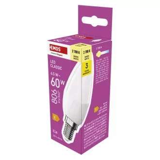 EMOS LED CLS CANDLE 6,5W(60W) 806lm E14 WW EMOS LED CLS CANDLE 6,5W(60W) 806lm E14 WW