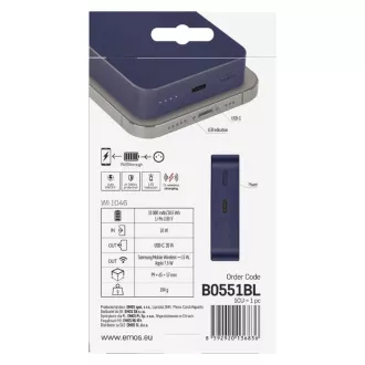 EMOS POWERBANKA WI 1046, bezdrátové nabíjení 20W, 10.000mAh, MODRÁ, 1xUSB-C EMOS POWERBANKA WI 1046, bezdrátové nabíjení 20W, 10.000mAh, MODRÁ, 1xUSB-C