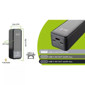 Viking PN-964PD 27000 mAh/Output:1xUSB-A,2xUSB-C/Input:2xUSB-C/LED display