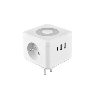 Síťový adaptér VIKING Y23L, bílá/Output:2xAC,1xUSB-A,2xUSB-C/dotykové LED světlo Síťový adaptér VIKING Y23L, bílá/Output:2xAC,1xUSB-A,2xUSB-C/dotykové LED světlo