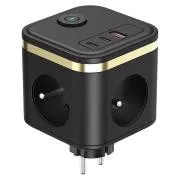 Síťový adaptér VIKING Y33, černá/Output: 3xAC, 1xUSB-A, 2xUSB-C/Tlačítko ON/OFF