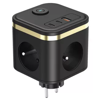 Síťový adaptér VIKING Y33, černá/Output: 3xAC, 1xUSB-A, 2xUSB-C/Tlačítko ON/OFF Síťový adaptér VIKING Y33, černá/Output: 3xAC, 1xUSB-A, 2xUSB-C/Tlačítko ON/OFF