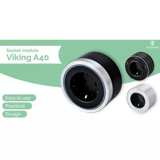 Zásuvkový modul Viking A40SB, stříbrno-černá/výstupy - 1xAC/výkon až 2500W/230V,16A,50Hz/Zásuvka typ Zásuvkový modul Viking A40SB, stříbrno-černá/výstupy - 1xAC/výkon až 2500W/230V,16A,50Hz/Zásuvka typ