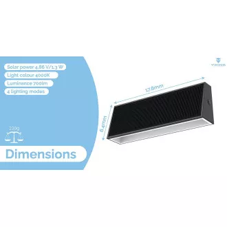 Venkovní solární LED světlo Viking SR31/700 lm/IP44/4 režimy/denní bílá Venkovní solární LED světlo Viking SR31/700 lm/IP44/4 režimy/denní bílá