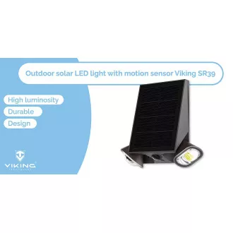 Venkovní solární LED světlo Viking SR39/Pohybový senzor/800 lm/IP44/4 režimy/denní bílá