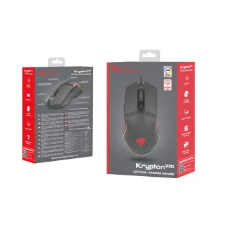 Genesis herní optická myš KRYPTON 220/RGB/6400 DPI/Herní/Optická/6 000 DPI/Drátová USB/Černá