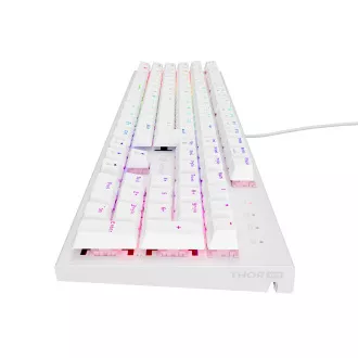 Genesis herní mechanická klávesnice THOR 303/RGB/Outemu Peach Silent/Drátová USB/US layout/Bílá