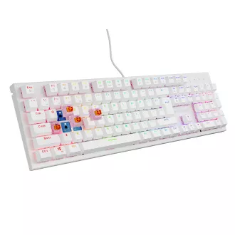 Genesis herní mechanická klávesnice THOR 303/RGB/Outemu Peach Silent/Drátová USB/US layout/Bílá