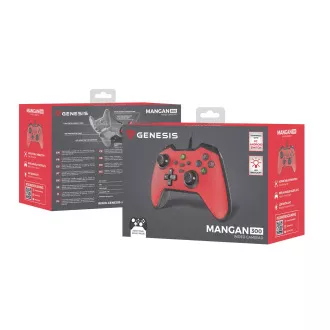 Drátový gamepad Genesis MANGAN 300, pro PC/Switch/Mobil, červený Drátový gamepad Genesis MANGAN 300, pro PC/Switch/Mobil, červený