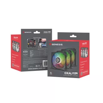 Ventiátor Genesis OXAL 120 ARGB, 3-Pack, černý Ventiátor Genesis OXAL 120 ARGB, 3-Pack, černý