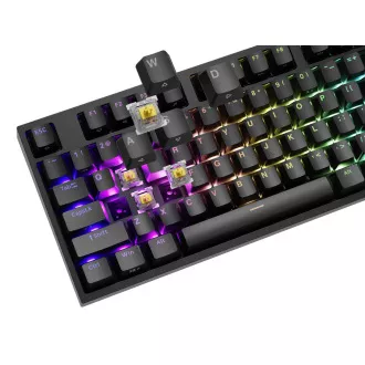 Herní mechanická klávesnice Genesis THOR 404/RGB/Gateron Yellow Pro/Drátové USB-A/US layout/Černá