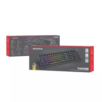 Herní mechanická klávesnice Genesis THOR 404/RGB/Gateron Yellow Pro/Drátové USB-A/US layout/Černá