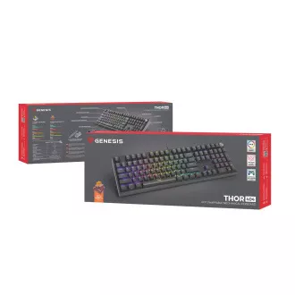 Herní mechanická klávesnice Genesis THOR 404/RGB/Outemu Peach Silent/Drátové USB-A/US layout/Černá Herní mechanická klávesnice Genesis THOR 404/RGB/Outemu Peach Silent/Drátové USB-A/US layout/Černá