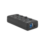 Natec Mantis 2 aktivní rozbočovač s funkcí nabíjení 4x USB 3.0 HUB, vypínač, napájecí adaptér